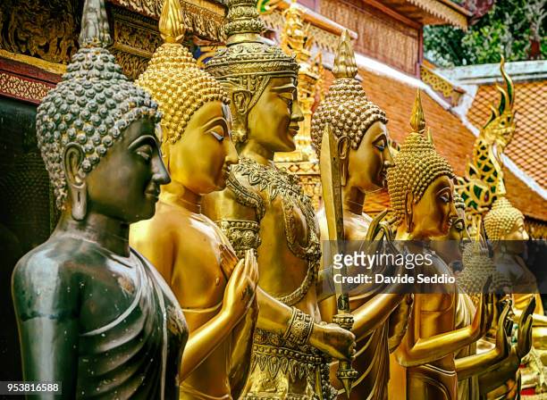 golden statues of buddha at the temple 'wat phra that doi suthep' - chiang mai province stock pictures, royalty-free photos & images