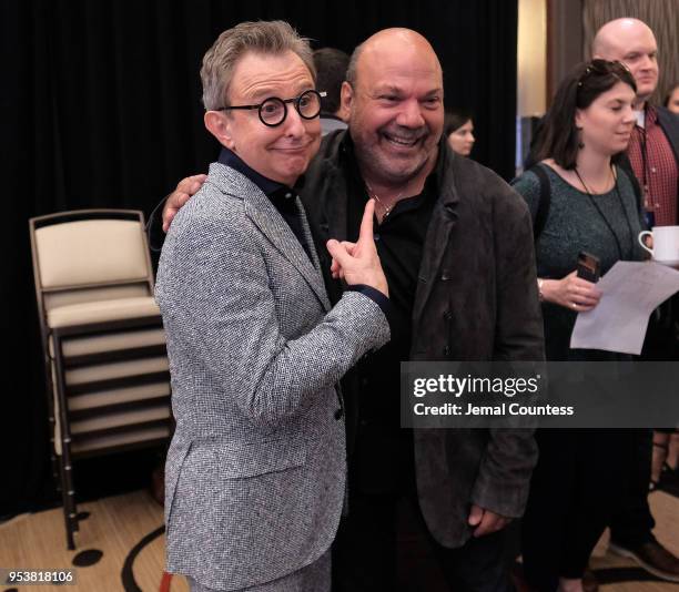 Broadway League President Thomas Schumacher and Casey Nicholaw attend the 2018 Tony Awards Meet The Nominees Press Junket on May 2, 2018 in New York...