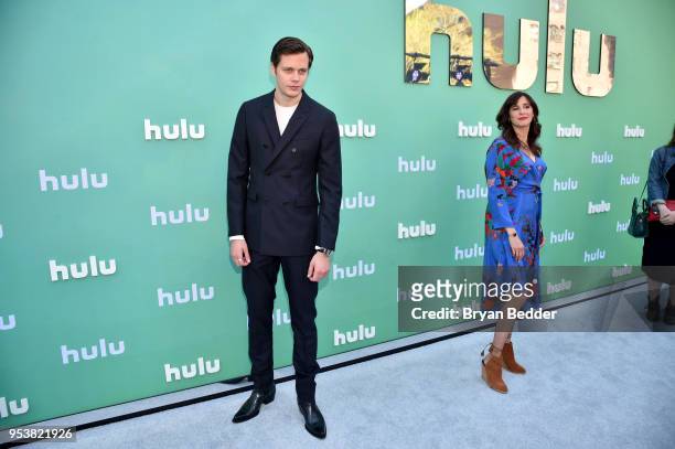 Bill Skarsgard and Michaela Watkins attend the Hulu Upfront 2018 Brunch at La Sirena on May 2, 2018 in New York City.