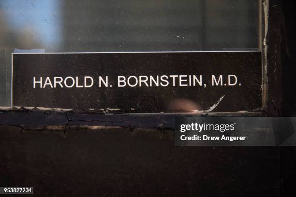 Nameplate sits in the window of the office of Dr. Harold Bornstein, who was previously President Donald Trump's longtime personal physician, May 2,...