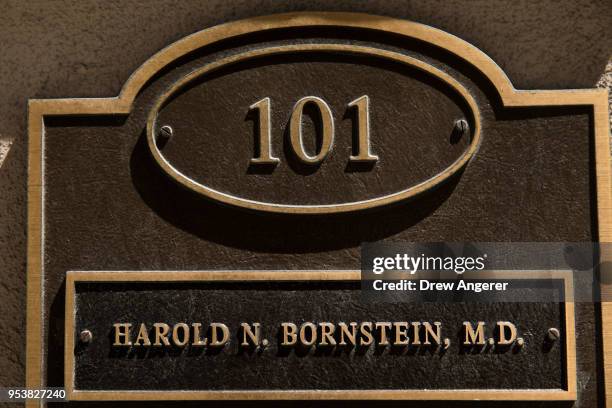 Nameplate hangs near the front door to the office of Dr. Harold Bornstein, who was previously President Donald Trump's longtime personal physician,...