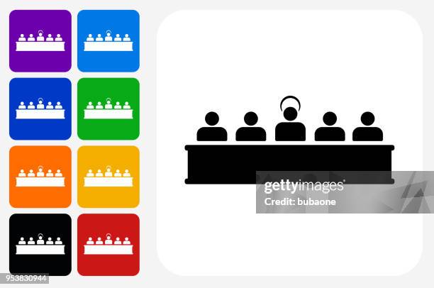 last supper icon square button set - last supper stock illustrations