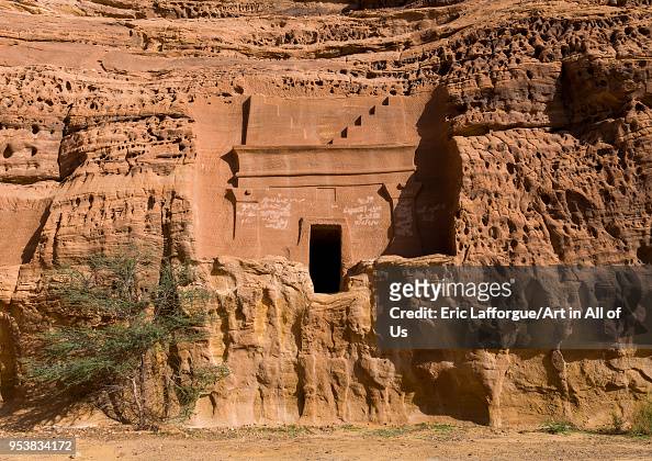 Nabataean tomb in madain saleh archaeologic site, Al Madinah Province, Al-Ula, Saudi Arabia...