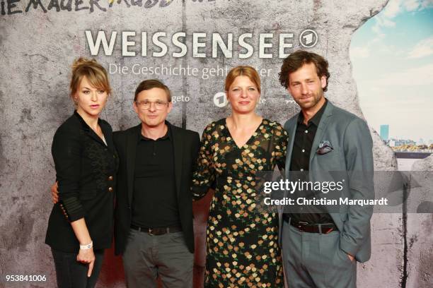 Lisa Wagner, Florian Lukas, Joerdis Triebel and Florian Stetter, main actor of the TV series, attend the premiere of the 4th season of the German TV...