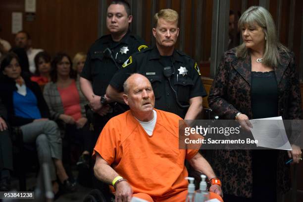 Joseph James DeAngelo, the suspected East Area Rapist, is arraigned in a Sacramento courtroom and charged with murdering Katie and Brian Maggiore in...