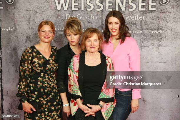 Joerdis Triebel, Lisa Wagner, Ruth Reinecke and Claudia Mehnert, main actresses of the TV series, attend the premiere of the 4th season of the German...