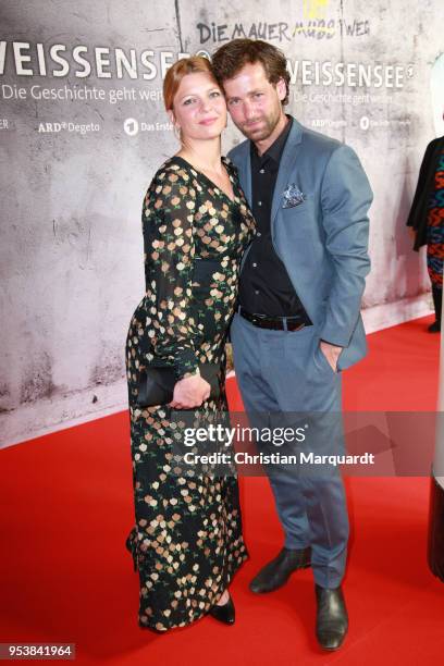 Actor Florian Stetter and actor Florian Stetter attend the premiere of the 4th season of the German TV series 'Weissensee' on May 2, 2018 in Berlin,...