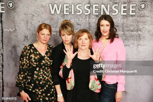 Joerdis Triebel, Lisa Wagner, Ruth Reinecke and Claudia Mehnert, main actresses of the TV series, attend the premiere of the 4th season of the German...