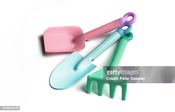 kids garden tools - gardening fork stock pictures, royalty-free photos & images