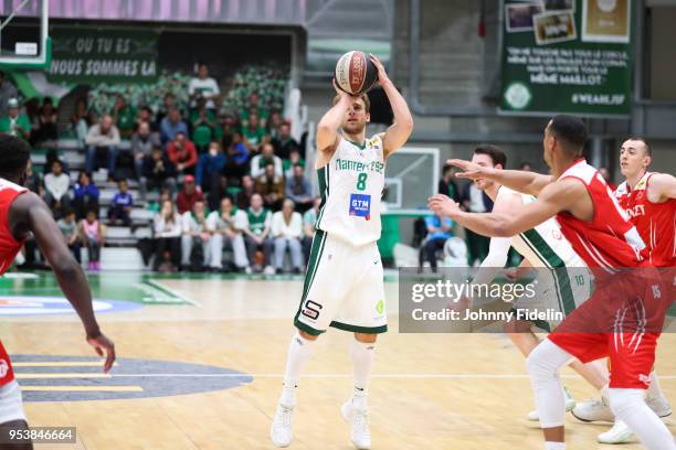 Heiko Schaffartzik of Nanterre during the Jeep Elite match between Nanterre and Cholet at Palais des Sports Maurice Thorez on April 28, 2018 in...