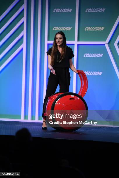 Louisiana , United States - 2 May 2018; Rosie Kotelova, Designer and Smart Behaviors Lead, Piaggio Fast Forward, with Gita on the AutoTech & Talk...