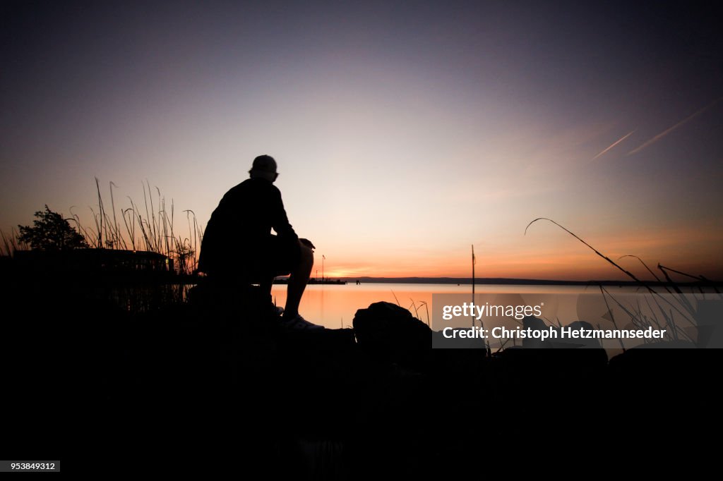 Man watching sunset