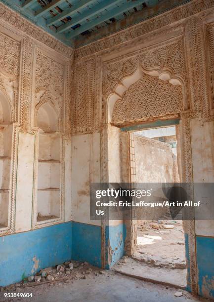 Gypsum decoration of the internal walls of hussein y. Al-rifai"u2019s house, Jizan Region, Farasan island, Saudi Arabia on January 14, 2010 in...