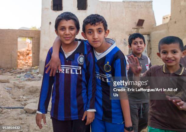 Saudi boys in the street, Najran Province, Najran, Saudi Arabia on January 16, 2010 in Najran, Saudi Arabia.