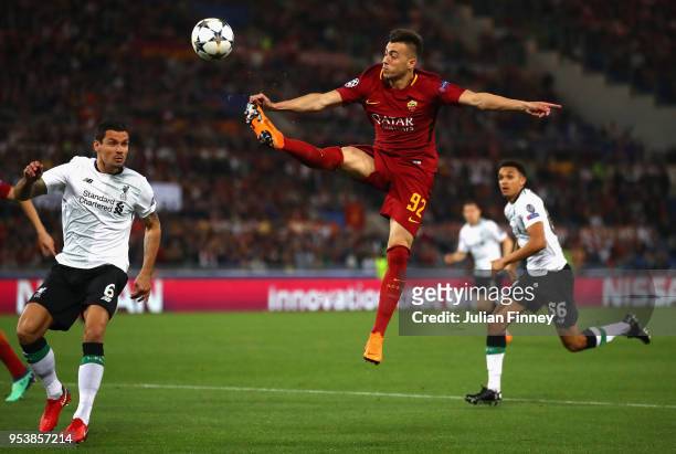 Stephan El Shaarawy of AS Roma attepmts to controll the ball during the UEFA Champions League Semi Final Second Leg match between A.S. Roma and...