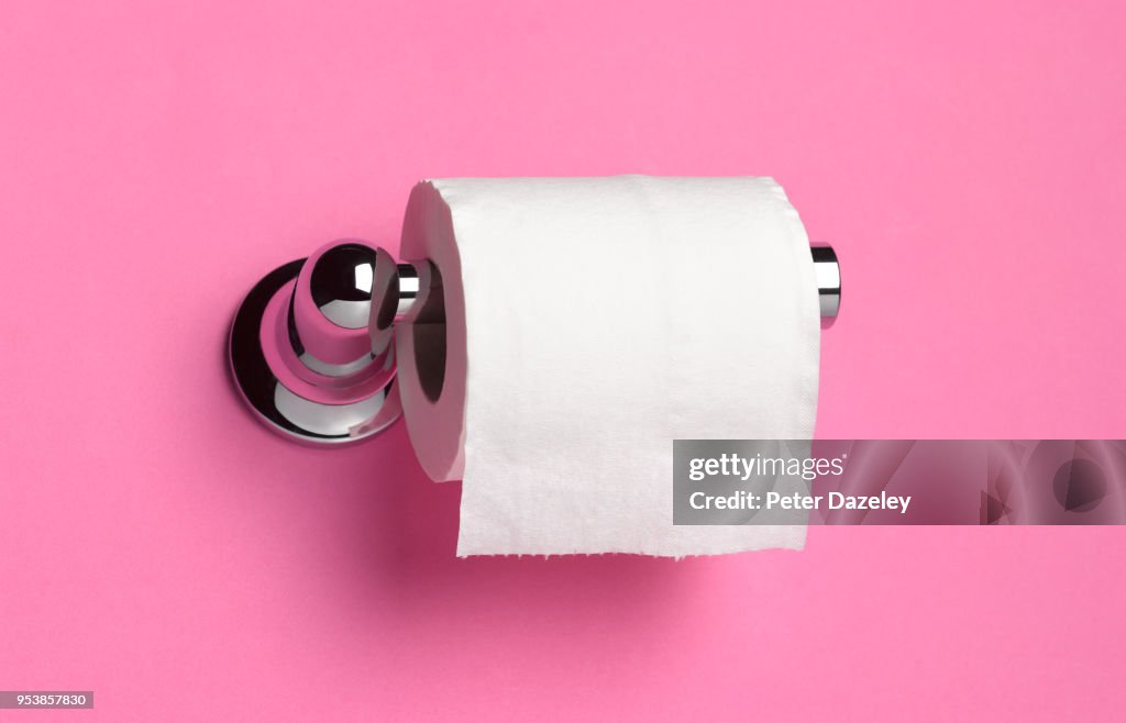 TOILET ROLL HOLDER ON PINK