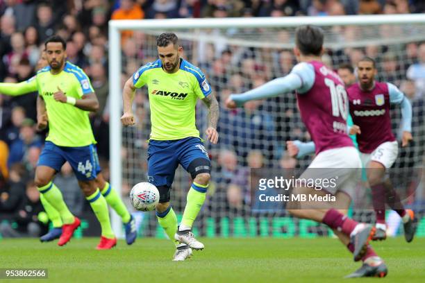 Aston Villa v Derby County - Sky Bet Championship"nBIRMINGHAM, ENGLAND Bradley Johnson, of Derby County, gets the ball under control.
