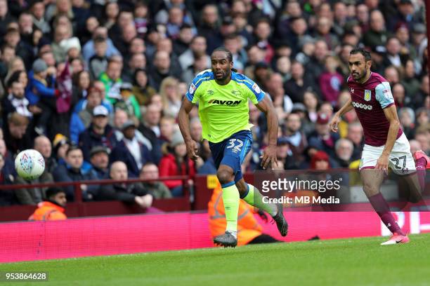 Aston Villa v Derby County - Sky Bet Championship"nBIRMINGHAM, ENGLAND Derby County's Cameron Jerome and Aston Villa's Ahmed Elmohamady, in a chase...