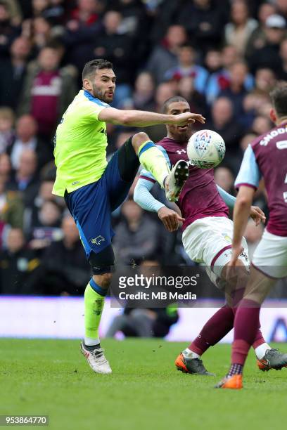 Aston Villa v Derby County - Sky Bet Championship"nBIRMINGHAM, ENGLAND Bradley Johnson, of Derby County, clears the ball.