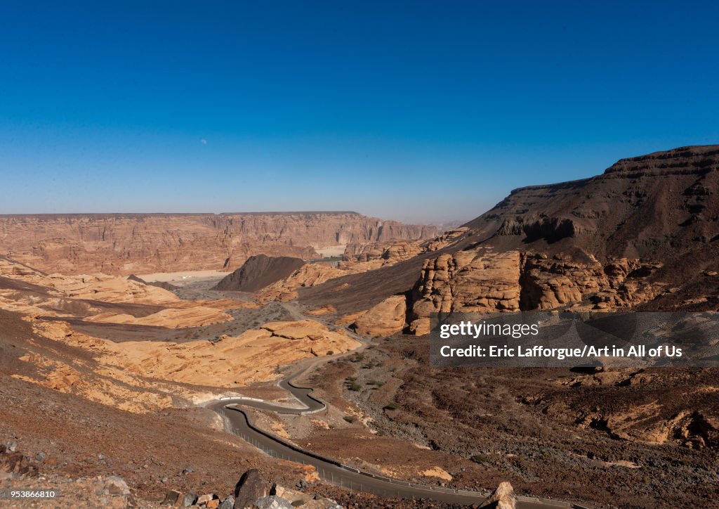 Elevated view of al-ula landscape, Al Madinah Province, Al-Ula, Saudi Arabia...