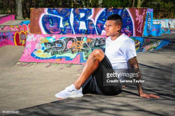 Kenedy poses for photos during a photoshoot at Exhibition Park on April 20 in Newcastle upon Tyne, England.