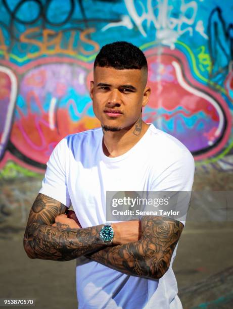 Kenedy poses for photos during a photoshoot at Exhibition Park on April 20 in Newcastle upon Tyne, England.