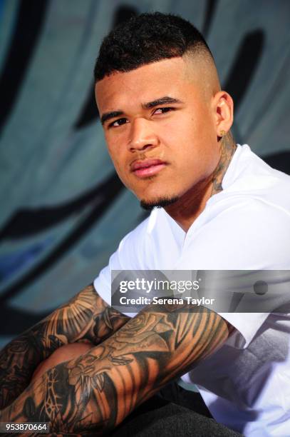 Kenedy poses for photos during a photoshoot at Exhibition Park on April 20 in Newcastle upon Tyne, England.