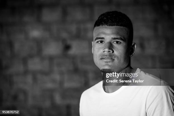 Kenedy poses for photos during a photoshoot at Exhibition Park on April 20 in Newcastle upon Tyne, England.