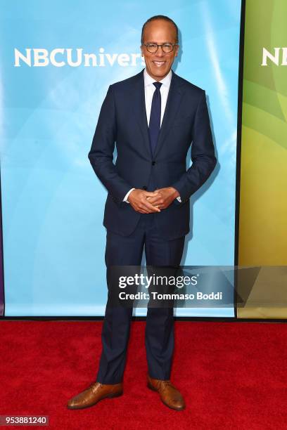 Lester Holt attends the NBCUniversal Summer Press Day 2018 at Universal Studios Backlot on May 2, 2018 in Universal City, California.