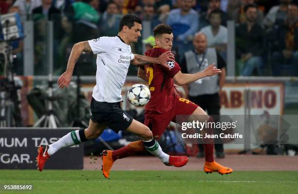 Dejan Lovren of Liverpool, Stephan El Shaarawy of AS Roma during the UEFA Champions League Semi Final second leg match between AS Roma and Liverpool...