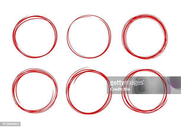 kreis-auswahl bearbeiten von hand gezeichnete linien - red circle stock-grafiken, -clipart, -cartoons und -symbole