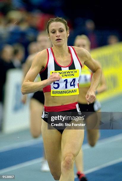 Catherine Murphy of Shaftsbury Barnet Harriers in action during the Womens 400m at the Norwich Union Indoor Trial & AAA Championships at the NIA in...