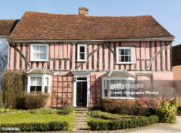 Historic half-timbered building house called Cordwainers, Lavenham, Suffolk, England, UK.