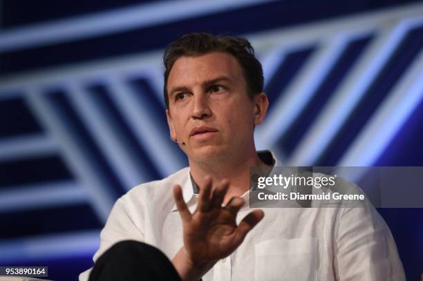 Louisiana , United States - 2 May 2018; Fritz Lanman, Classpass with Tom Cortese on the Panda Conf Creatiff stage during day two of Collision 2018 at...