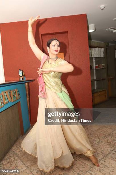 Kathak dancer Manisha Gulyani during the award ceremony of the 1st Print Biennale India 2018 organized by Lalit Kala Akademi at Rabindra Bhawan Lawns...