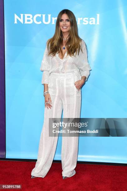 Heidi Klum attends the NBCUniversal Summer Press Day 2018 at Universal Studios Backlot on May 2, 2018 in Universal City, California.