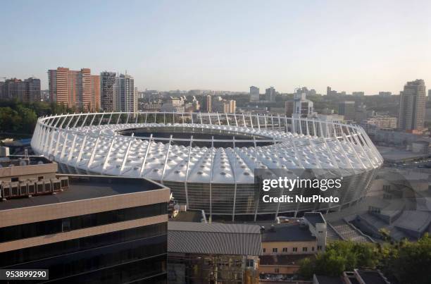 General view of the NSC Olimpiyskiy football stadium, where will hold the final match of the UEFA Champions League Final 2018 , Kiev, Ukraine, 02...