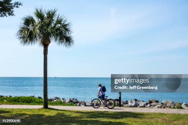 Georgia, St. Simons Island, Neptune Park, waterfront, walkway and bike path.