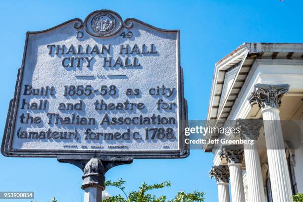 North Carolina, Wilmington, Thalian Hall Center for the Performing Arts with historic marker.