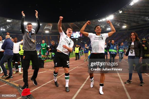 Trent Alexander-Arnold and Ben Woodburn of Liverpool celebrates after the full time whistle as Liverpool qualify for the Champions League Final...