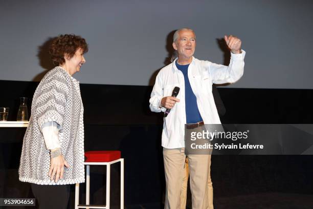 Festival's general director Laurence Herszberg and US actor Patrick Duffy attend Q&A as part of Series Mania Lille Hauts de France festival day 6...
