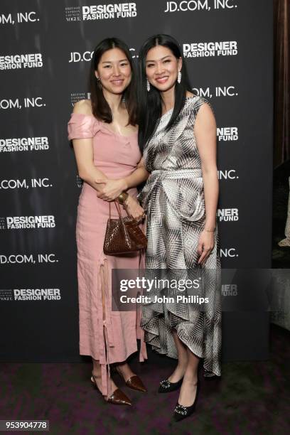 Rejina Pyo and president of JD.com Xia Ding attend the British Fashion Council Vogue Party at The Mandrake Hotel on May 2, 2018 in London, England.