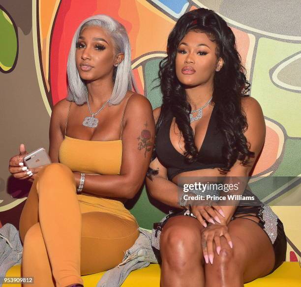 Bernice Burgos and Lira Galore attend a party at Living Room lounge on April 30, 2018 in Atlanta, Georgia.