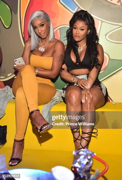 Bernice Burgos and Lira Galore attend a party at Living Room lounge on April 30, 2018 in Atlanta, Georgia.