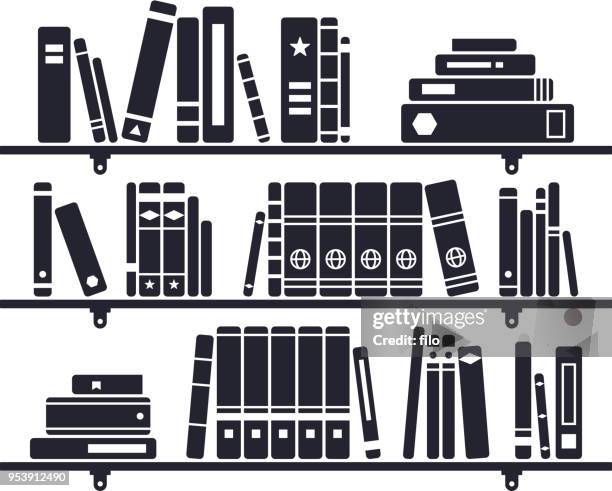 bücher auf einem regal - archive library stock-grafiken, -clipart, -cartoons und -symbole