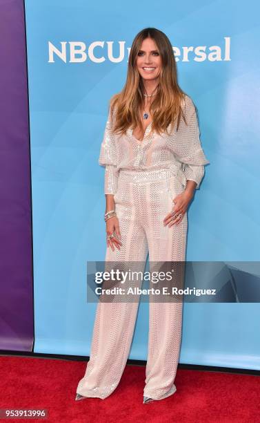 Host Heidi Klum attends NBCUniversal's Summer Press Day 2018 at The Universal Studios Backlot on May 2, 2018 in Universal City, California.