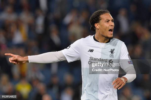 Virgil Van Dijk during the UEFA Champions League semifinal match between AS Roma and FC Liverpool at the Olympic stadium on may 02, 2018 in Rome,...