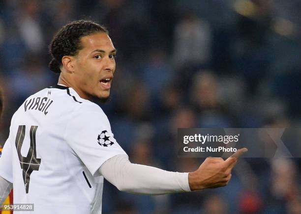 Virgil Van Dijk during the UEFA Champions League semifinal match between AS Roma and FC Liverpool at the Olympic stadium on may 02, 2018 in Rome,...