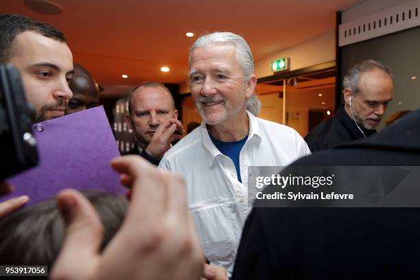 Actor Patrick Duffy poses with fans before Q&A as part of Series Mania Lille Hauts de France festival day 6 photocall on May 2, 2018 in Lille, France.