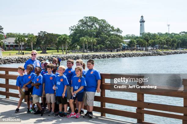 Georgia, St. Simons Island, Neptune Park, waterfront pier, class summer camp field trip.